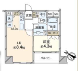 アクシア代々木 8階 間取り図