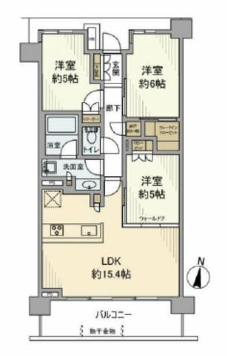 ブリリア弦巻 3階 間取り図