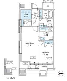 モメント汐留 2204 間取り図