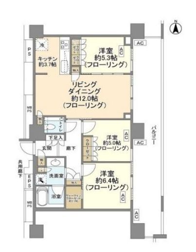 ザ・パークハウス中野タワー 23階 間取り図