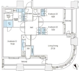 パークコート虎ノ門愛宕タワー 22階 間取り図