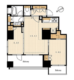 パークリュクス虎ノ門 14F1 間取り図