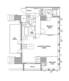 ザ・パークハビオ麻布十番 801 間取り図