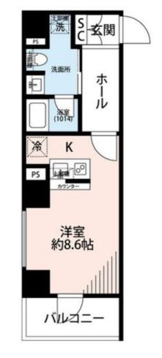 プレール・ドゥーク日本橋浜町 6階 間取り図