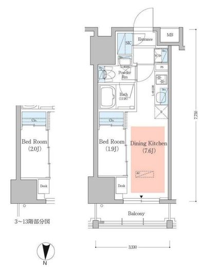 アーバネックス深川住吉3 1303 間取り図