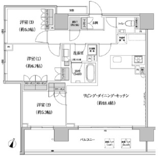 パークハビオ渋谷本町レジデンス 1209 間取り図