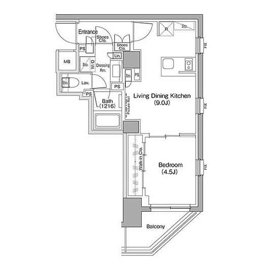 ザ・パークハビオ新高円寺 214 間取り図