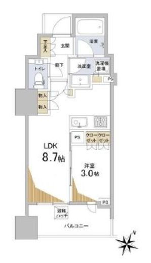 ウェリスタワー千代田岩本町 3階 間取り図