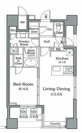 ホライズンプレイス赤坂 1601 間取り図