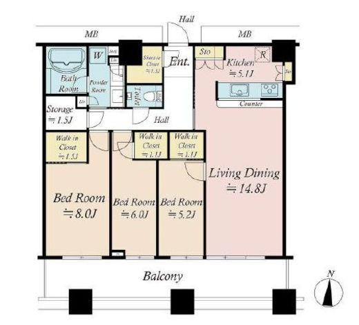 芝浦アイランド ケープタワー 6F6 間取り図