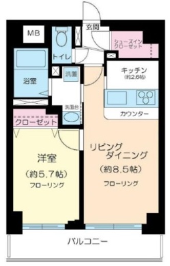 コアーズ勝どき 2階 間取り図