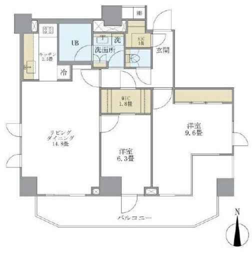 アパートメンツタワー六本木 1303 間取り図