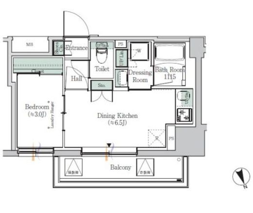 ONE ROOF RESIDENCE ASAKUSABASHI 1406 間取り図