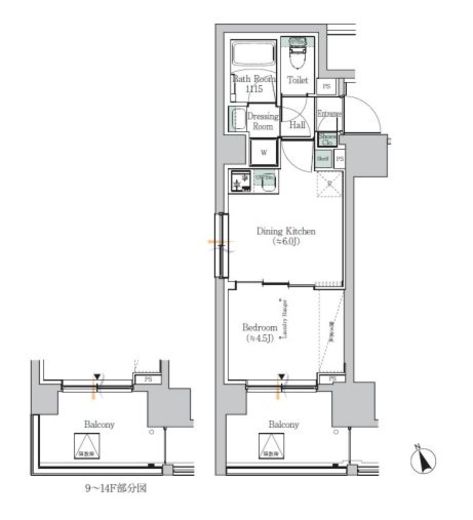 ONE ROOF RESIDENCE ASAKUSABASHI 1101 間取り図