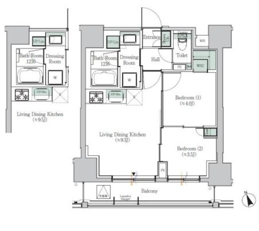 ONE ROOF RESIDENCE ASAKUSABASHI 902 間取り図