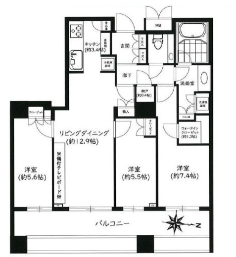 パークコート本郷真砂 7階 間取り図