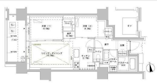 パークスフィア牛込神楽坂 603 間取り図
