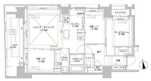 パークスフィア牛込神楽坂 1301 間取り図