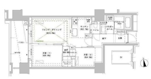 パークスフィア牛込神楽坂 1302 間取り図