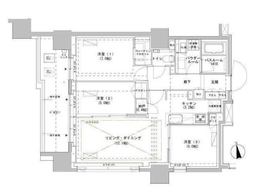 パークスフィア牛込神楽坂 1304 間取り図