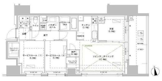パークスフィア牛込神楽坂 1305 間取り図