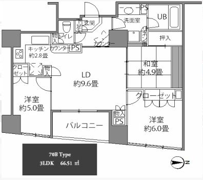 カスタリアタワー品川シーサイド 804 間取り図