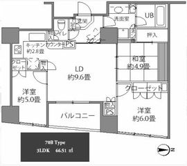 カスタリアタワー品川シーサイド 804 間取り図