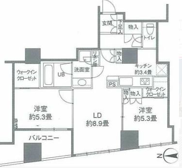 カスタリアタワー品川シーサイド 2301 間取り図