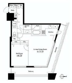 コンシェリア西新宿タワーズウエスト 15階 間取り図