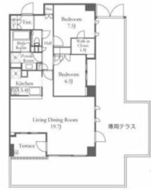 ザ・パークハウス市谷加賀町レジデンス 1階 間取り図