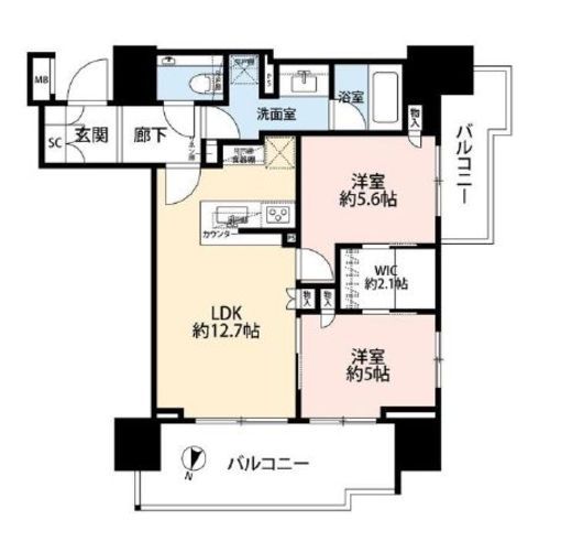 ザ・パークハウス市ヶ谷 5階 間取り図