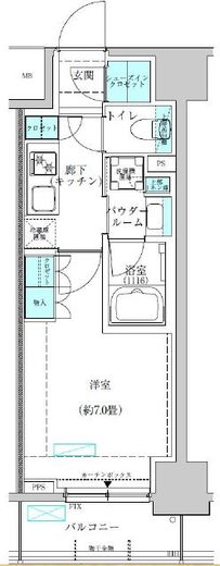 ヴィークブライト蔵前 1403 間取り図