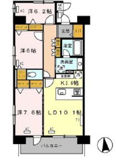 ロイヤルパークス西新井 909 間取り図
