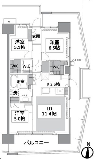 ガーデンクロス東京王子 13階 間取り図