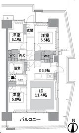 ガーデンクロス東京王子 13階 間取り図