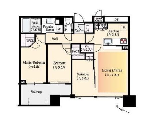 シティタワー大井町 11階 間取り図