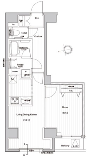 プレミアムキューブジー上野 11階 間取り図