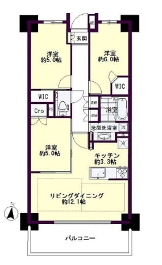 クレヴィア新宿若松町 3階 間取り図