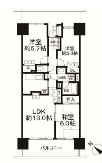 イーストパークス大島サザンスクエア 13階 間取り図