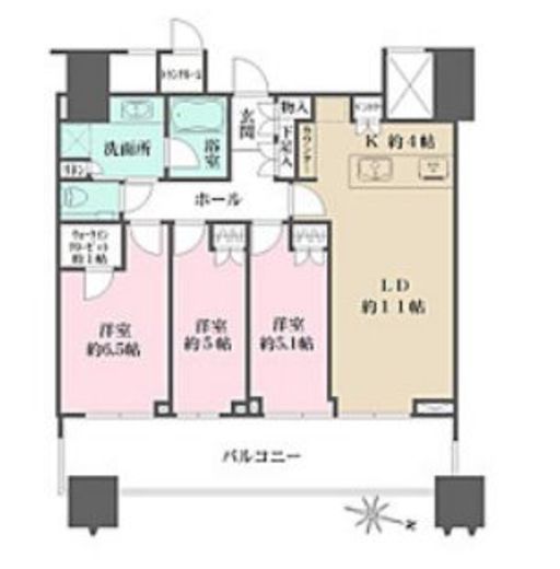 パークコート文京小石川ザ・タワー 38階 間取り図