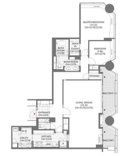 赤坂溜池タワーレジデンス 2206 間取り図