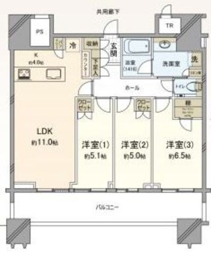 パークコート文京小石川ザ・タワー 28階 間取り図