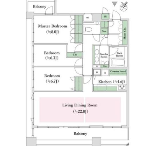 ガレリアコルテ六番町 8階 間取り図