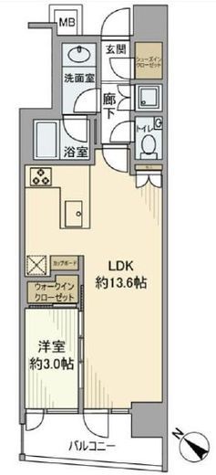 リビオ日本橋鞍掛ザ・レジデンス 2階 間取り図