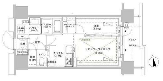 パークスフィア牛込神楽坂 606 間取り図