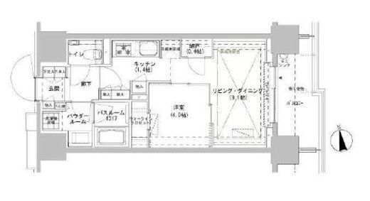 パークスフィア牛込神楽坂 1009 間取り図