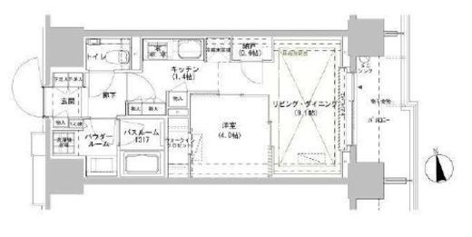 パークスフィア牛込神楽坂 1309 間取り図