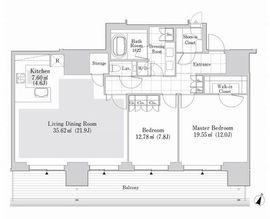 六本木グランドタワーレジデンス 2203 間取り図