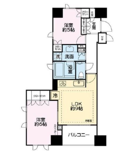 リシェ五反田スカイビュー 5階 間取り図