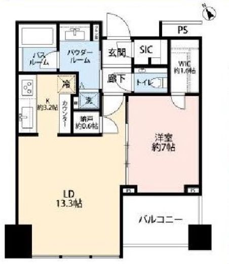 シティタワー麻布十番 12階 間取り図